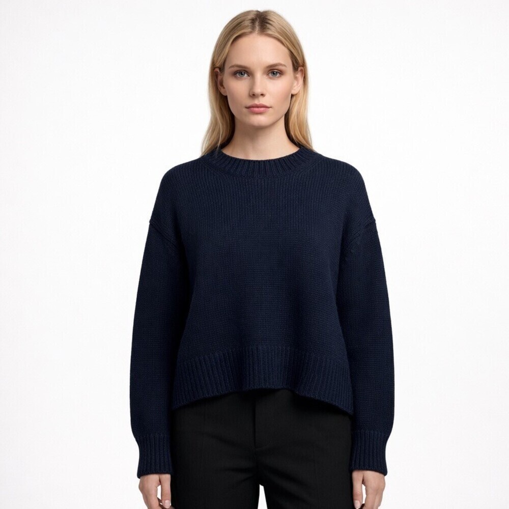 SPRWMN Heavy 100% Cashmere Knit Stretch Oversized sweater Navy Blue Size XS